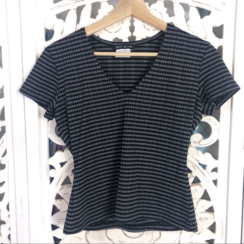 Vintage Esprit De Corps Stripe V Neck Shirt